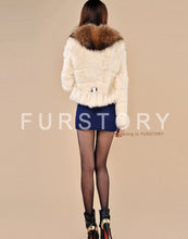 Load image into Gallery viewer, Rabbit Fur Coat Women&#39;s with Big Raccoon Fur Collar Real Natural Fur Coats Female
