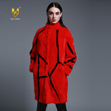 Load image into Gallery viewer, Women&#39;s Natural Fur Coat Contrast Color Real Rex Rabbit Fur Coats  161212