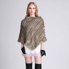 Load image into Gallery viewer, Knitted rabbit fur shawl poncho stole cape scrap wrap wemen&#39;s garment 6 colors FS070102