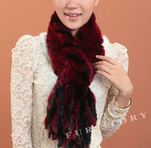 Load image into Gallery viewer, Real REX rabbit fur scarf wrap cape shawl neck warmer in fashion Blue Fur Story FS13502