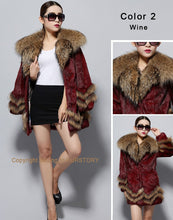 Load image into Gallery viewer, Natural Rabbit Fur Coat Supper Big Raccoon Fur Collar Women Overcoat Winter Outwear
