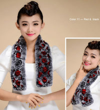 Load image into Gallery viewer, Real REX Rabbit Fur Scarf Wrap Cape Shawl Neck Warmer Women Scarf Flower Decoration FS14509
