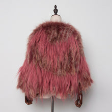 Load image into Gallery viewer, Women&#39;s Real Raccoon Fur Coat Contrast Color Jacket Winter Knitted Jacket  17172