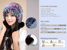 Load image into Gallery viewer, Women&#39;s Tight Knitted Real REX Rabbit Fur Hat Beanie Fur Fox Fur Pompom 14605