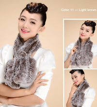 Load image into Gallery viewer, Knitted Real REX Rabbit Fur Scarf Tight Knitted  Wrap Cape Shawl Neck Warmer Women Children Scarf FS14519