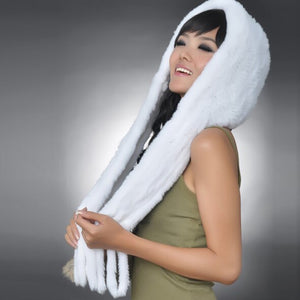 Real Knitted REX Rabbit Fur Hat Ear Muff Earwarmer Scarf Cap Soft and Fashionable 3 Use 6colors Shipping Free FS060109