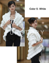 Load image into Gallery viewer, Knitted Natural Rabbit Fur Vest Jacket Stole Cape Coat Shawl Outwear
