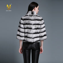 Load image into Gallery viewer, Women&#39;s Genuine Rabbit Fur Coat Women Half Sleeve Winter jacket 15193