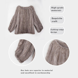 Knitted Mink Fur Coat Women Winter Real Fur Jacket Pullover Female