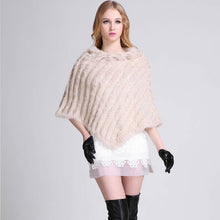 Load image into Gallery viewer, Knitted rabbit fur shawl poncho stole cape scrap wrap wemen&#39;s garment 6 colors FS070102