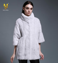 Load image into Gallery viewer, Women&#39;s Genuine Mink Fur Coat Women With Stand-up Collar Overcoat Female Fur Story FS16042