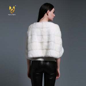 Women's Genuine Mink Fur Coat Women Bat Sleeved Coat for Women 16143