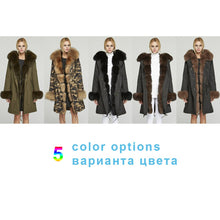 Load image into Gallery viewer, Fur Story FS18113 Women&#39;s Windproof Long Parka Detachable Rabbit Fur Lining Big Hood Jacket Fur Cuffs and Placket