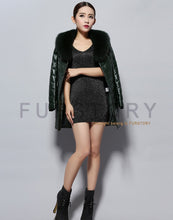 Load image into Gallery viewer, Genuine Leather Coat Female with Real Fox Fur Collar Outwear Winter Women&#39;s Down Coat