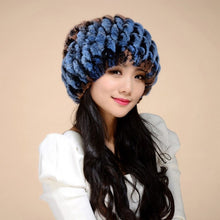 Load image into Gallery viewer, Real Rex Rabbit Fur Hat Double-use Scarf  Cap Fox Fur Decoration Pompom 14604