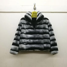 Load image into Gallery viewer, Women&#39;s Genuine Rabbit Fur Coat Women Chinchilla Color Women Jacket 16189