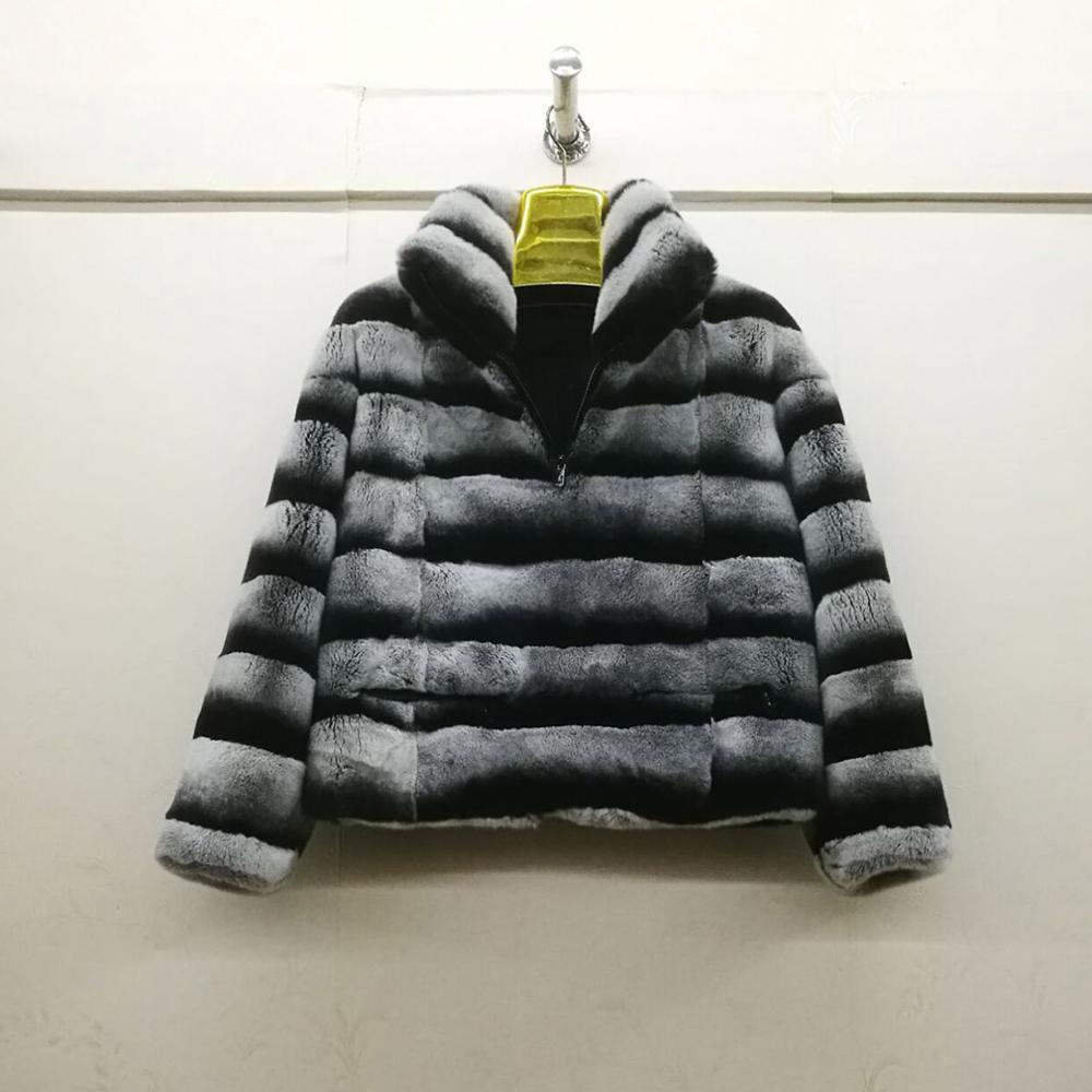 Women's Genuine Rabbit Fur Coat Women Chinchilla Color Women Jacket 16189