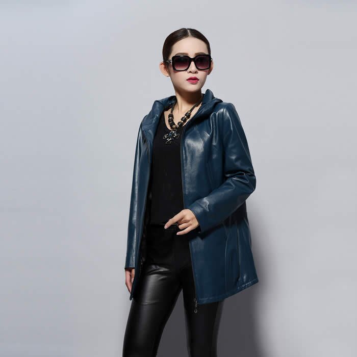 Genuine Sheep Leather Coat Top Quality Leather Jacket  Women Overcoat