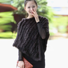 Load image into Gallery viewer, Knitted rabbit fur shawl poncho stole cape scrap wrap wemen&#39;s garment 6 colors FS070102