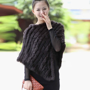 Knitted rabbit fur shawl poncho stole cape scrap wrap wemen's garment 6 colors FS070102