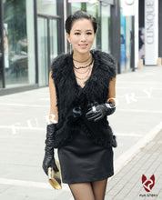 Load image into Gallery viewer, Natural Rabbit Fur Vest with Lamb Wool Fur Collar Hand Knit Vest Coat Jacket Shawl 6colors