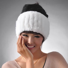 Load image into Gallery viewer, Real Rex rabbit fur hat scarf wool Beanie hat cap neck warmer double use FS13608