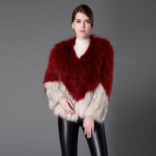 Load image into Gallery viewer, Women's Real Knitted Raccoon Fur  Coat Winter Fashion Patchwork Jacket 161172