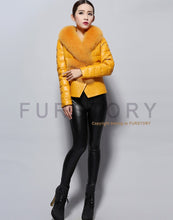 Load image into Gallery viewer, Genuine Sheep Leather Down Jacket Fox Fur Collar Thick Jacket Winter Overcoat