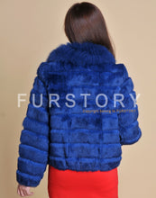 Load image into Gallery viewer, Real Rabbit Fur Coat Fox Fur Collar and Cuff Jacket Overcoat Womens&#39; Garment Winter Coat FS13074