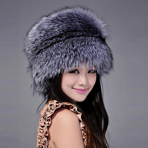 Fur Story FS13609 Women's Genuine Fox Fur Hat Women Ears Warmer Headdress Women Hat