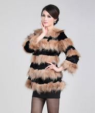 Load image into Gallery viewer, Real Raccoon &amp; Rabbit Fur Coat Jacket Overcoat Bright Color Commuter Style FS13011