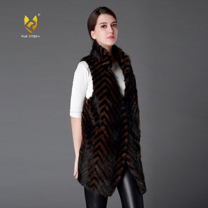Plus Size Women's Real Mink Fur Vest Real Fur Vest Female 15217