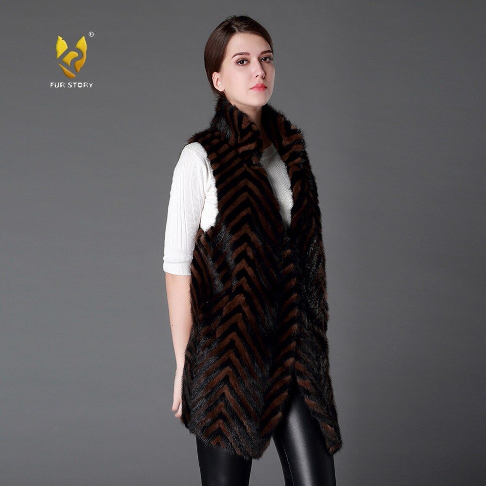 Plus Size Women's Real Mink Fur Vest Real Fur Vest Female 15217
