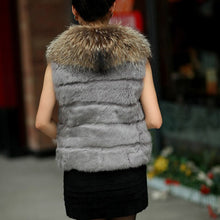 Load image into Gallery viewer, Natural Rabbit Fur Knitter Sweater Long Vest Waistcoat Jacket