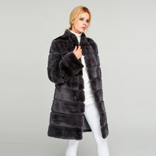 Load image into Gallery viewer, Women&#39;s Genuine Rabbit Fur Coat  Stand-up Collar Winter Overcoat Detachable 18136