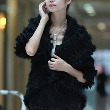 Load image into Gallery viewer, Knitted Natural Rabbit Fur Vest Jacket Stole Cape Coat Shawl Outwear