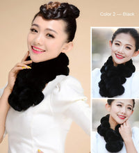 Load image into Gallery viewer, Real REX Rabbit Fur Ball Scarf Cute Wrap Cape Shawl Neck Warmer Children Women Winter Scarf FS14515