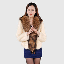 Load image into Gallery viewer, Rabbit Fur Coat Women&#39;s with Big Raccoon Fur Collar Real Natural Fur Coats Female