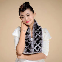 Load image into Gallery viewer, Real REX Rabbit Fur Scarf Wrap Cape Shawl Neck Warmer Women Scarf Flower Decoration FS14509