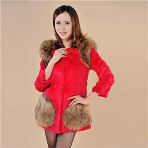Winter Natural Fur Coat Female Pocket Decoration Women's Coat