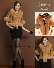 Load image into Gallery viewer, Natural Mink Coat Female with Big Fox Fur Collar Winter Jacket Women 15116