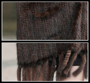 Real Knitted Mink Fur Shawl Stole Wrap Cape Poncho Coat Garment Various Colors Fur Story FS070306