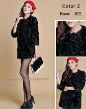Load image into Gallery viewer, Real Lamb Fur Coat Overcoat Jacket  Long Version Ladies&#39; Top Garment Gilet Winter Dress White Fur Story FS13065