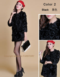 Real Lamb Fur Coat Overcoat Jacket  Long Version Ladies' Top Garment Gilet Winter Dress White Fur Story FS13065