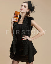 Load image into Gallery viewer, Natural Rabbit Fur Knitter Sweater Waistcoat Jacket Slim Waist Stylish Sweater Part Long Vest
