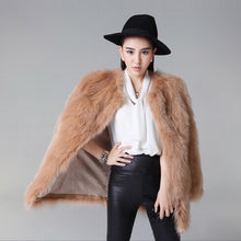 Load image into Gallery viewer, Women&#39;s Natural Fox Fur Coat Winter Full Sleeve Long Fox Fur Big Patches Real Fur Coat Female