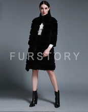 Load image into Gallery viewer, Natural Rex Rabbit Coat Women Grace Long Overcoat Jacket Winter Outerwear