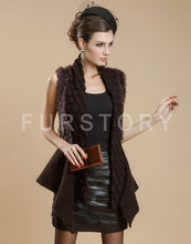 Load image into Gallery viewer, Natural Rabbit Fur Knitter Sweater Waistcoat Jacket Slim Waist Stylish Sweater Part Long Vest