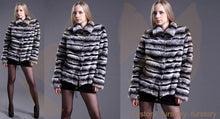 Load image into Gallery viewer, FS16119 Real Rex Rabbit Fur Coat Chinchilla Color Turn-down Collar Women&#39;s Natural Fur Jacket Fur Story