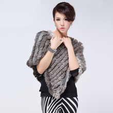 Load image into Gallery viewer, Knitted rabbit fur shawl poncho stole cape scrap wrap wemen&#39;s garment 6 colors FS070102